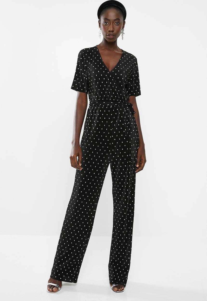 ONLY - Aisha short sleeve jumpsuit - black & silver 