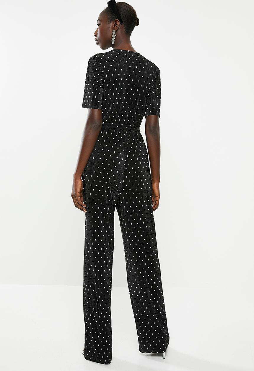 ONLY - Aisha short sleeve jumpsuit - black & silver 
