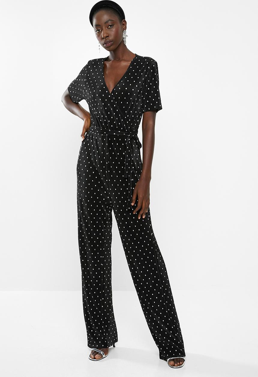 ONLY - Aisha short sleeve jumpsuit - black & silver 