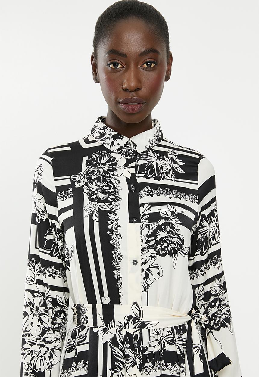 Vero Moda - Mimi long sleeve shirt - cream & black 