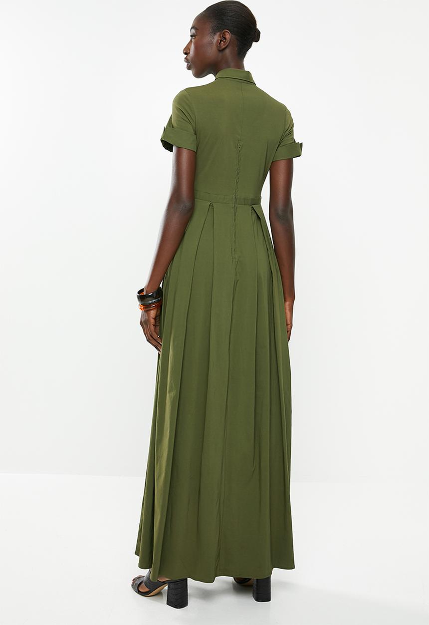 AMANDA LAIRD CHERRY - High waisted pleat maxi - khaki