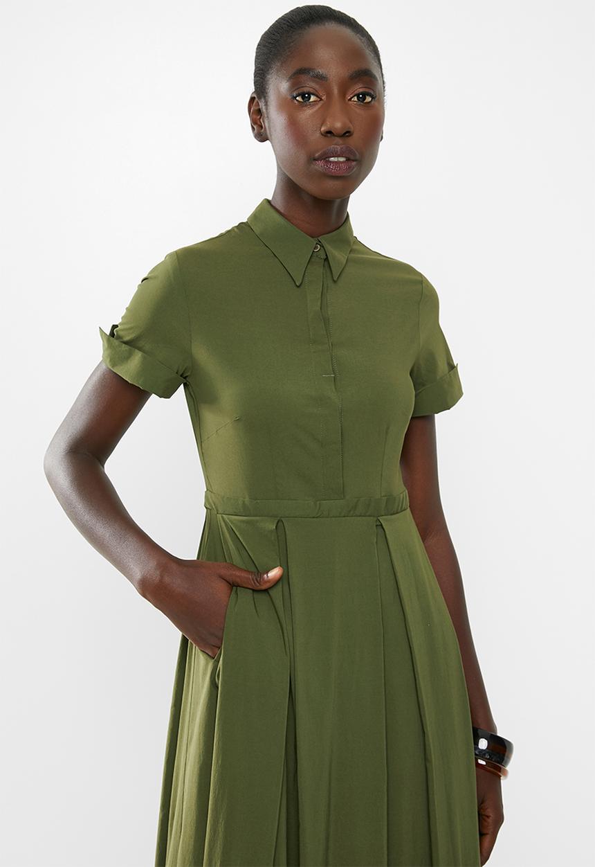 AMANDA LAIRD CHERRY - High waisted pleat maxi - khaki