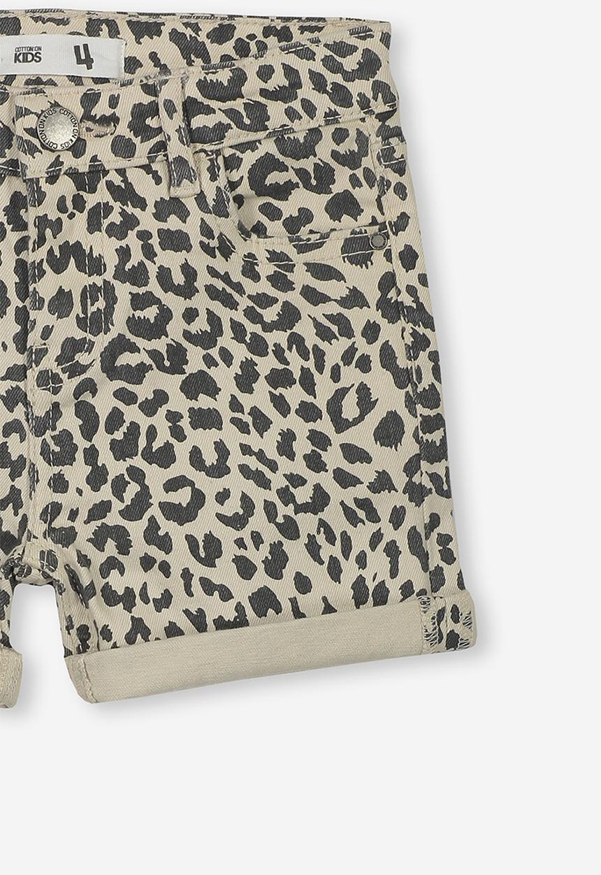 Cotton On - Camilla denim short - beige & black 