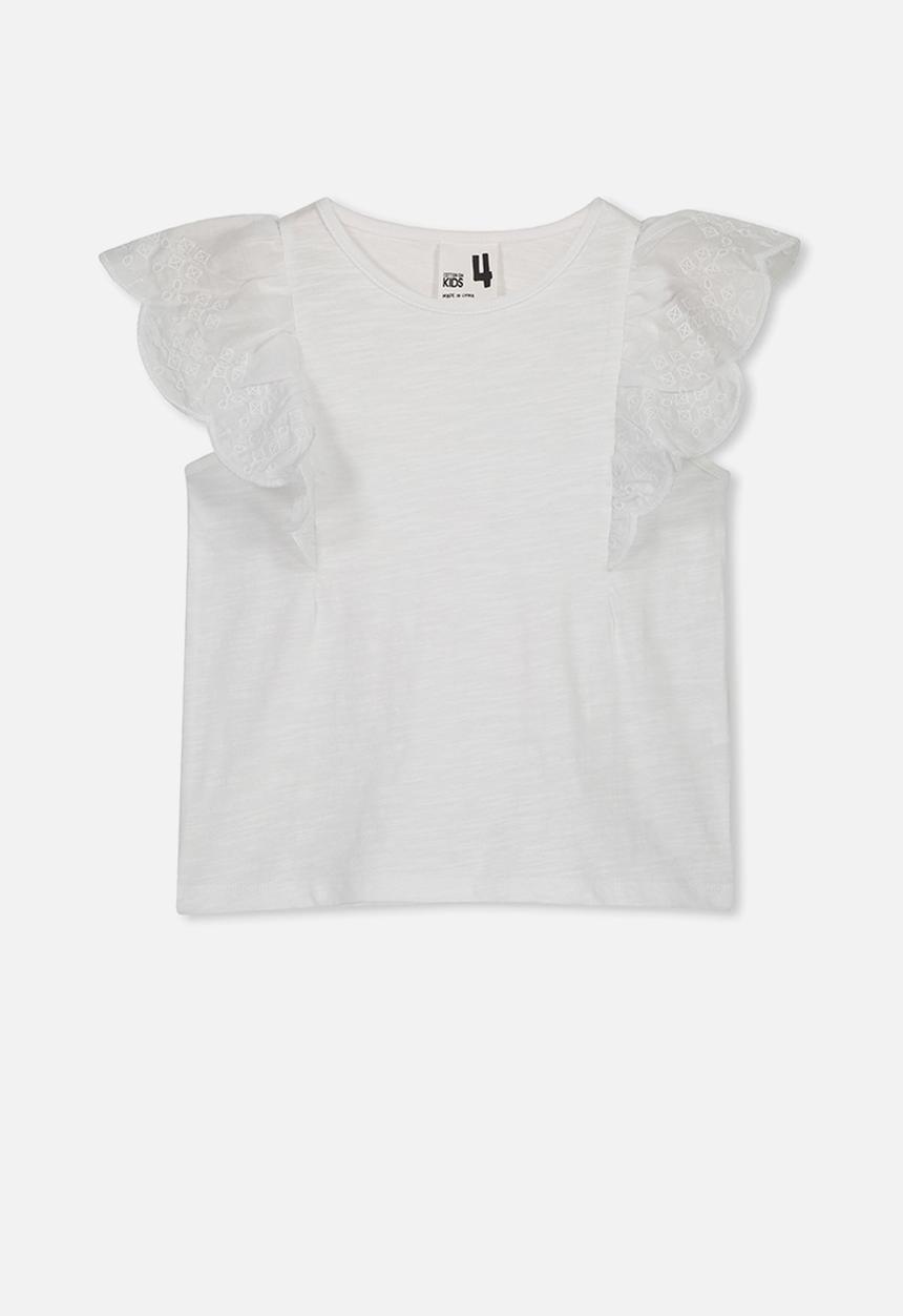 Cotton On - Sheri frill sleeve top - white