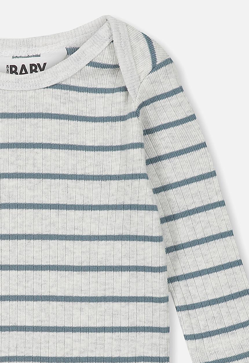 Cotton On - Newborn long sleeve bubbysuit - grey & blue 