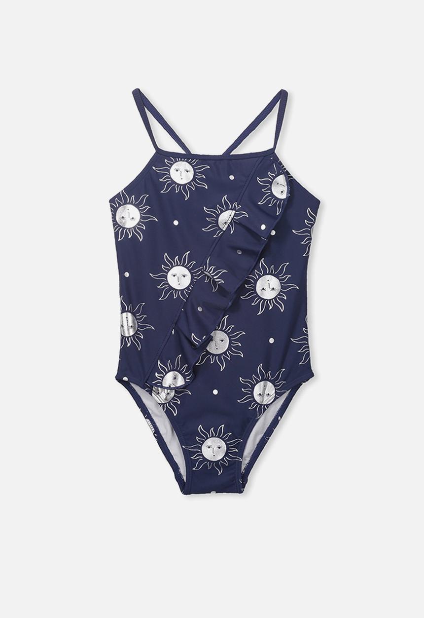 Cotton On - Lexi ruffle one piece -  navy & silver 