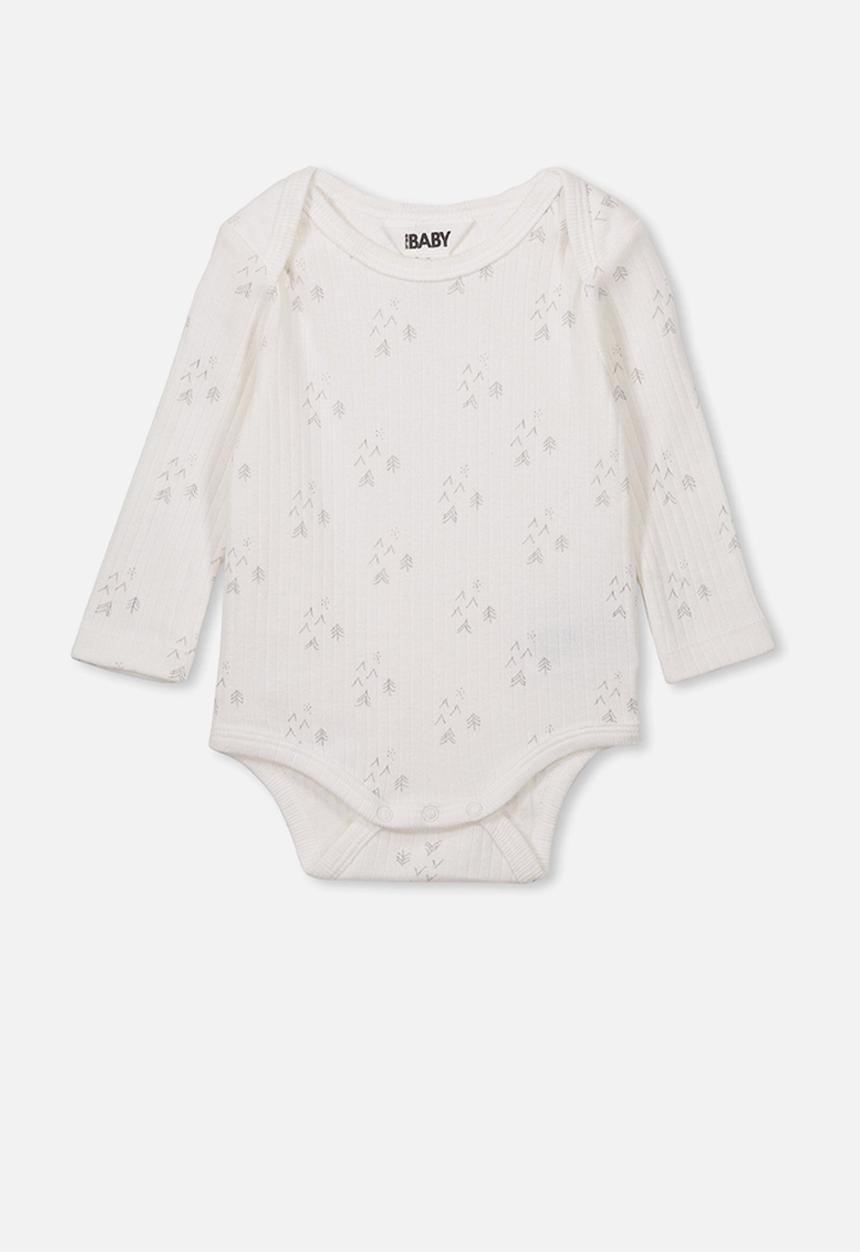 Cotton On - Newborn long sleeve bubbysuit - white