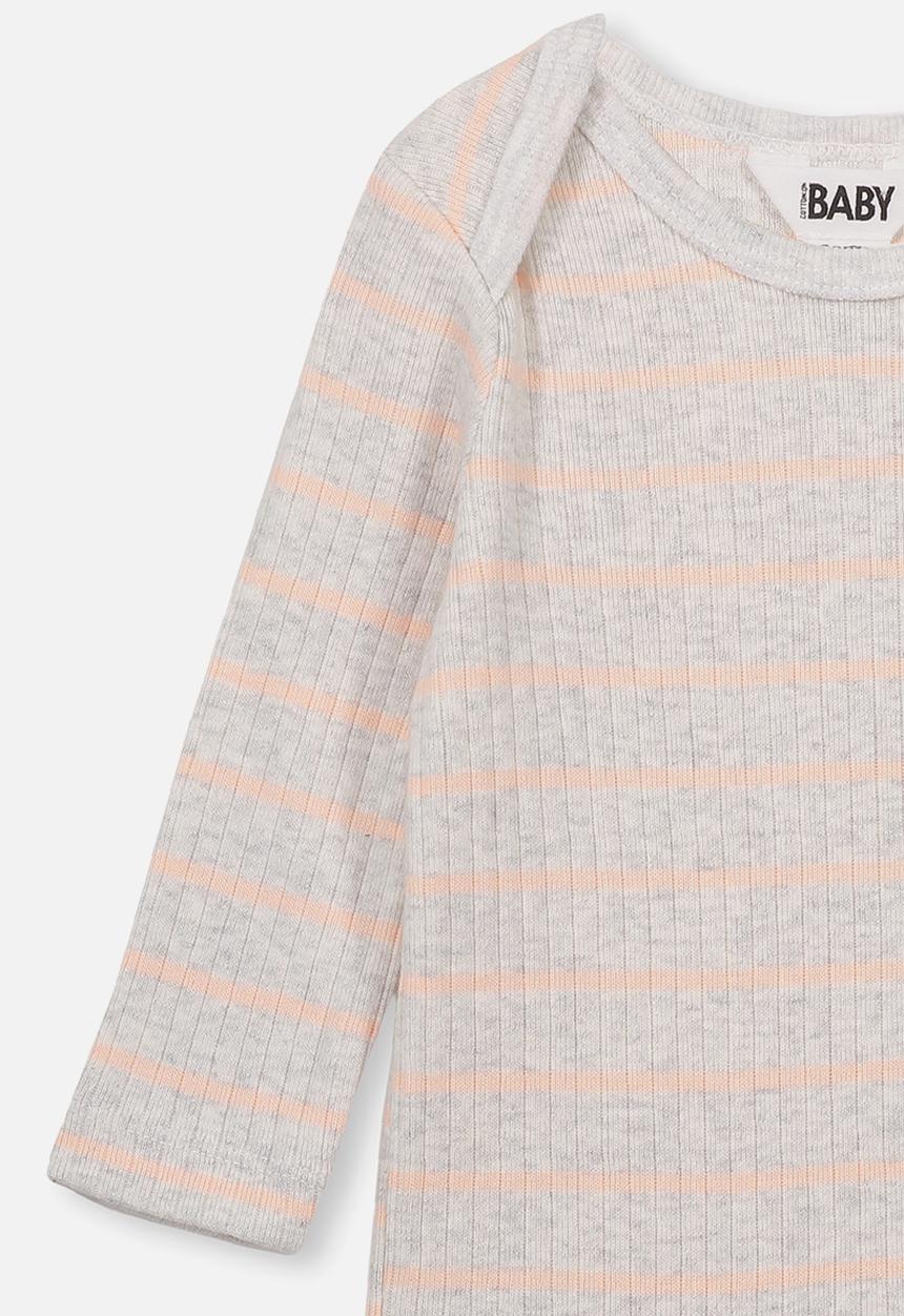 Cotton On - Newborn long sleeve bubbysuit - grey & peach