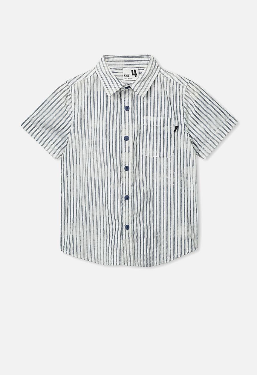 Cotton On - Resort short sleeve shirt - navy & white