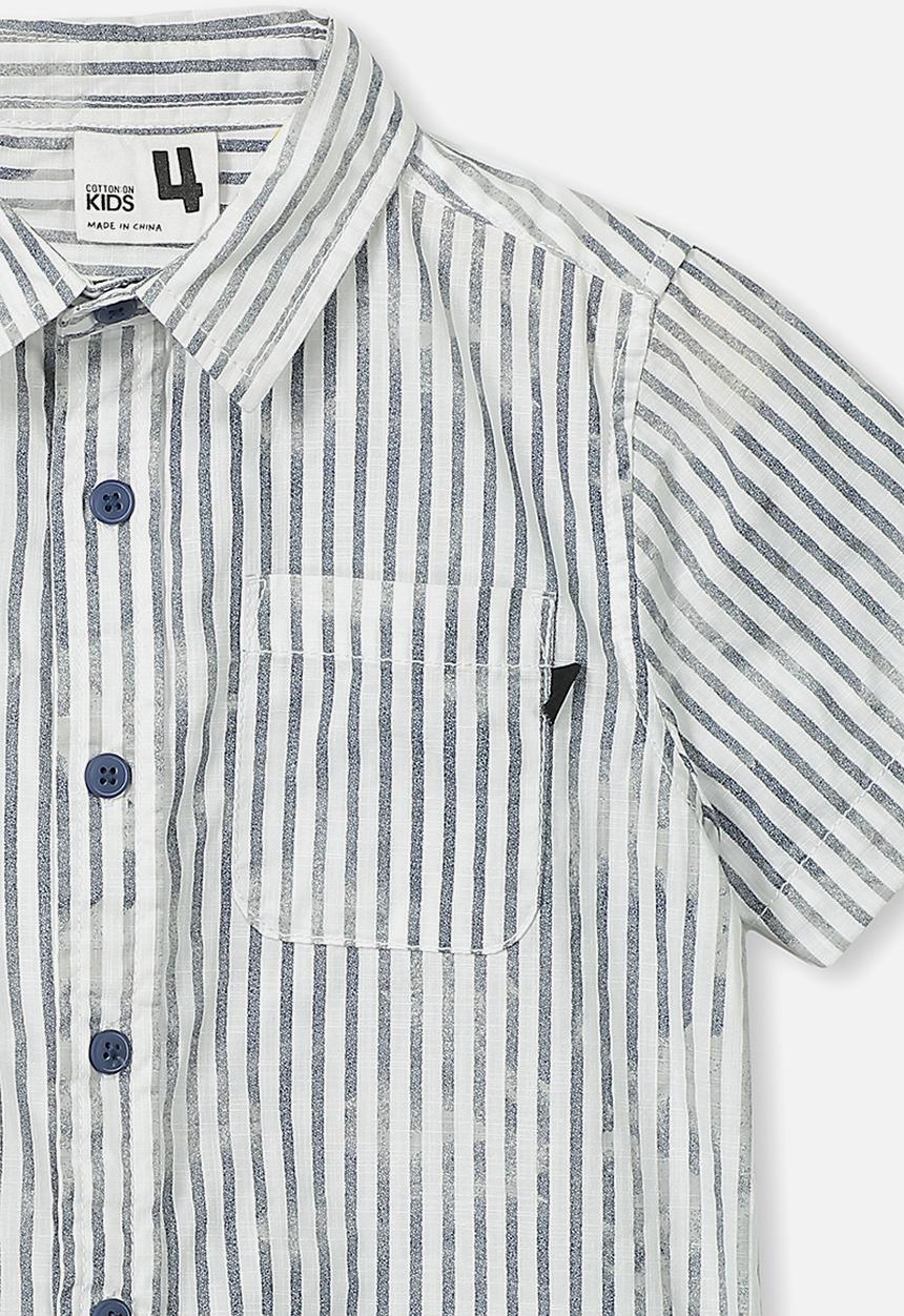 Cotton On - Resort short sleeve shirt - navy & white