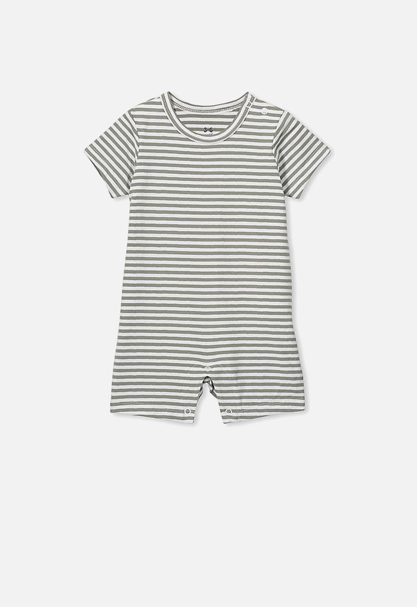 Cotton On - The short sleeve romper - khaki & white 