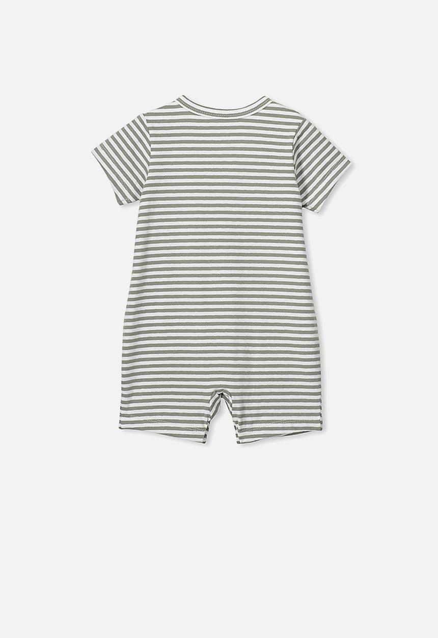 Cotton On - The short sleeve romper - khaki & white 