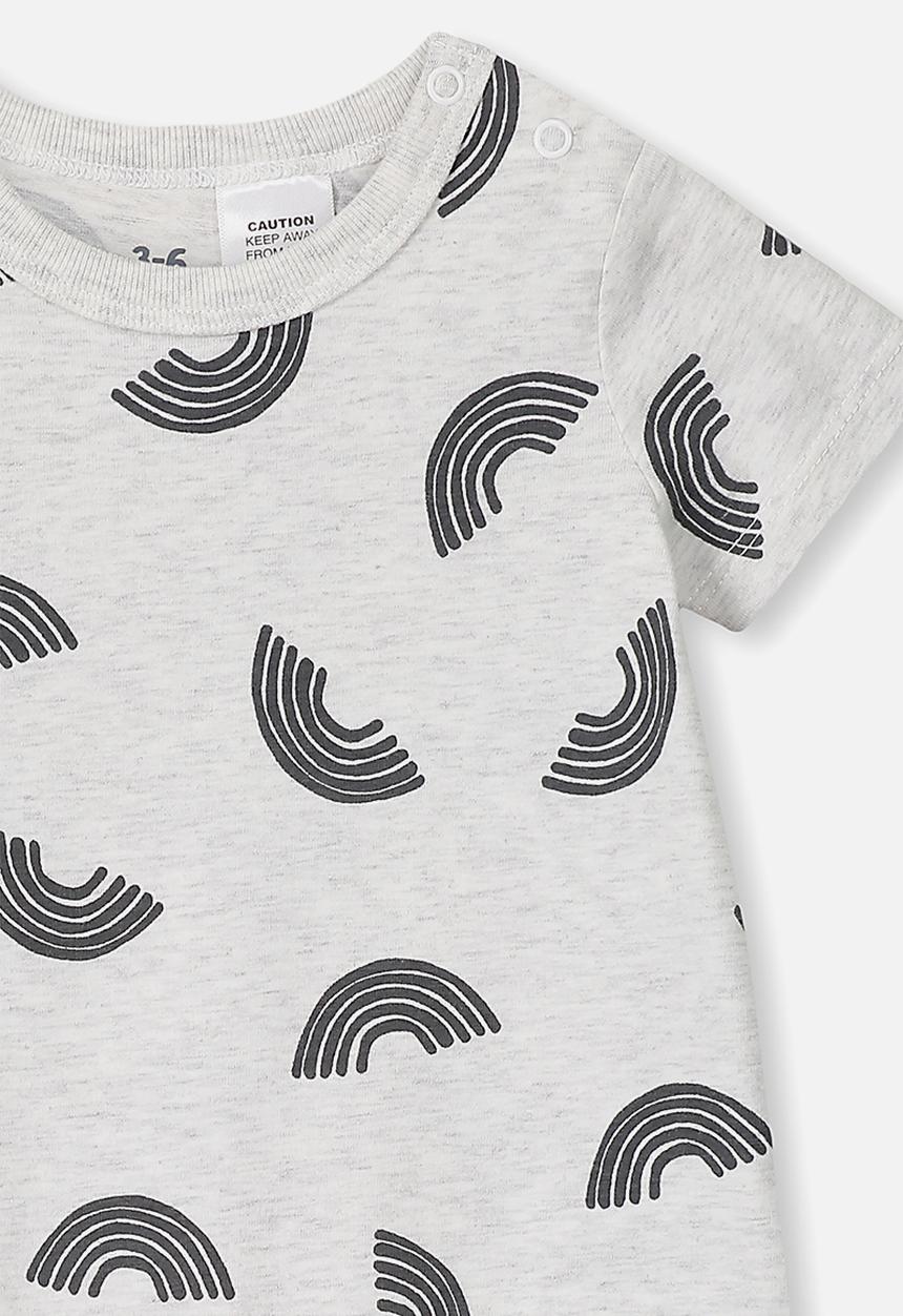 Cotton On - The short sleeve romper - grey & black 