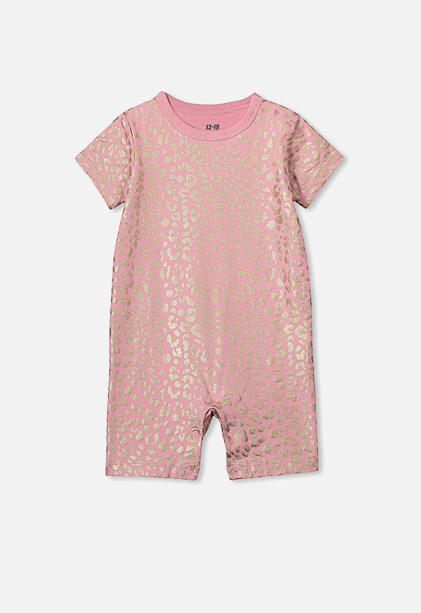 Cotton On - The short sleeve romper - pink & gold 