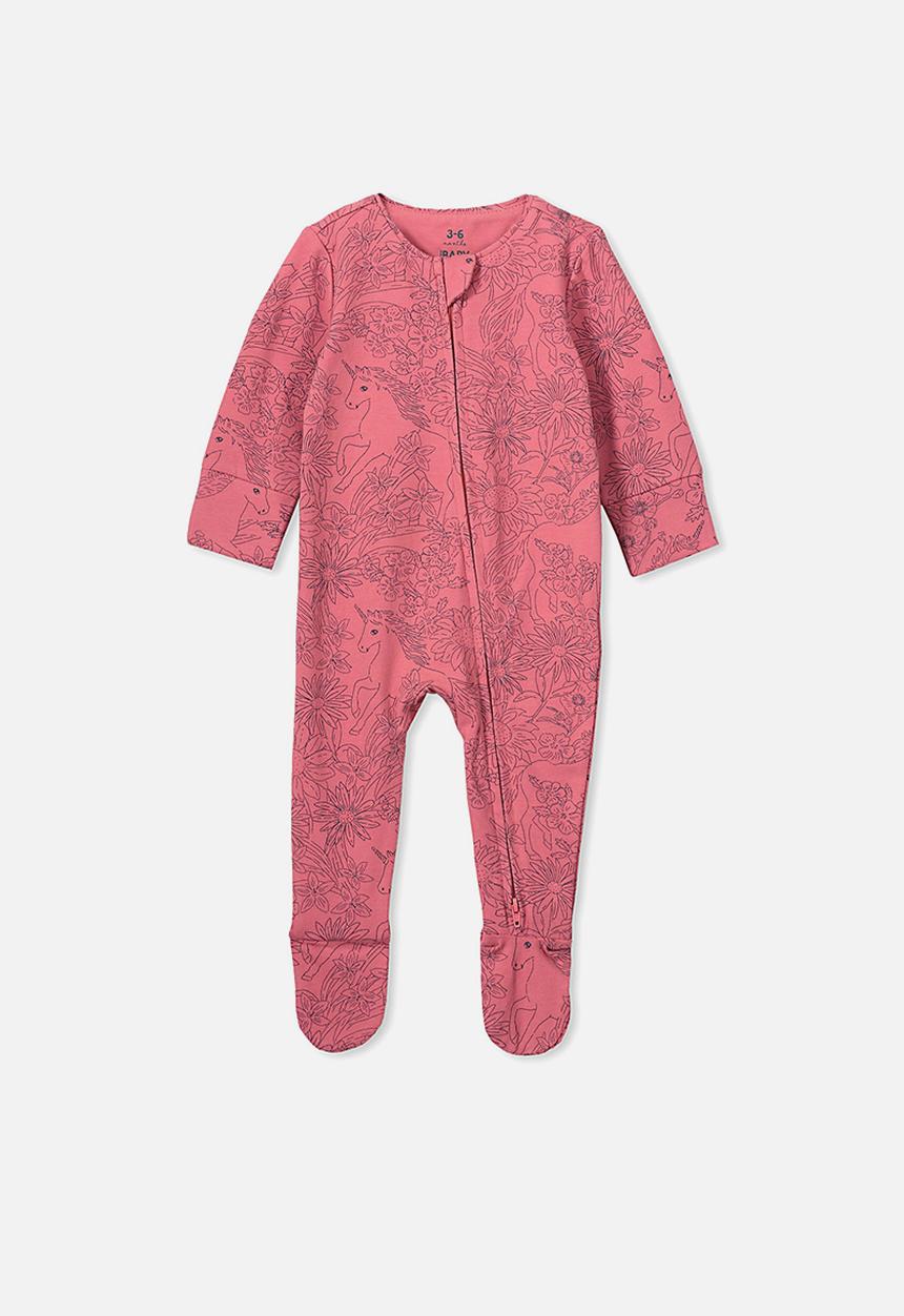 Cotton On - The long sleeve zip romper - pink