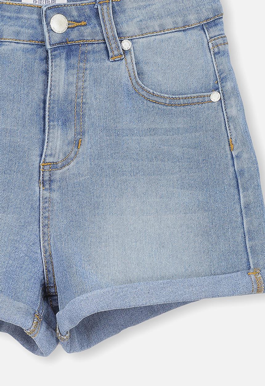 Free by Cotton On - High waist denim short - blue