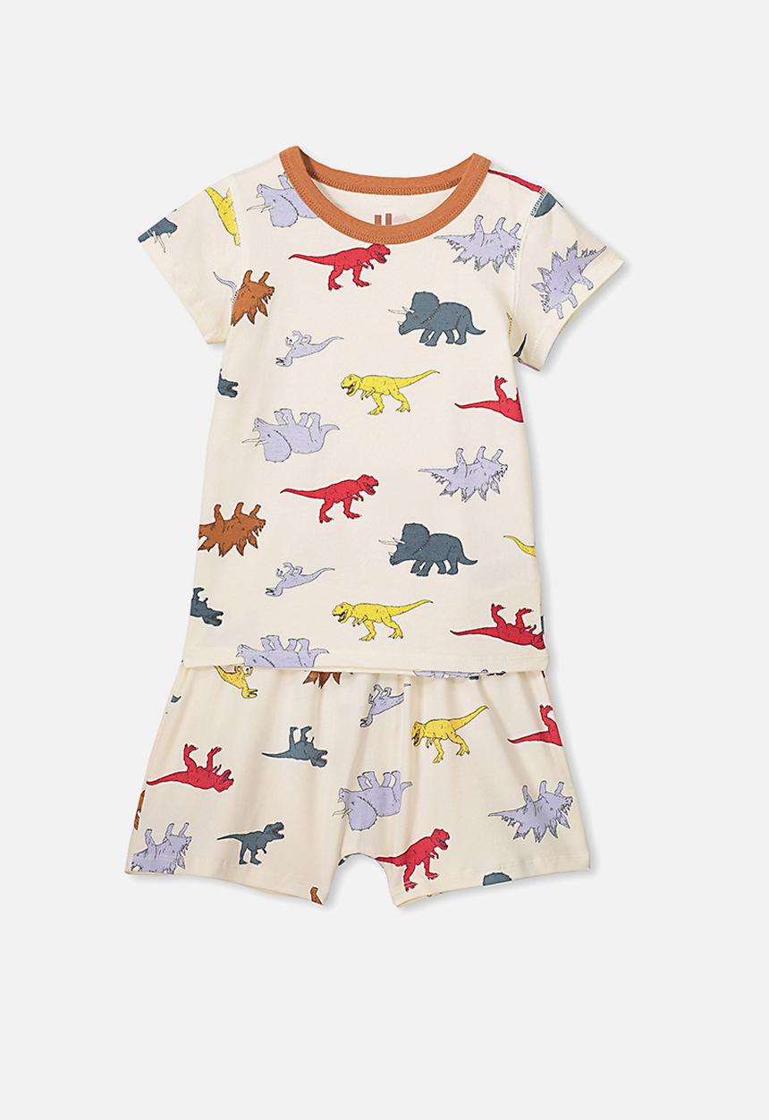Cotton On - Hudson short sleeve pj set - cream