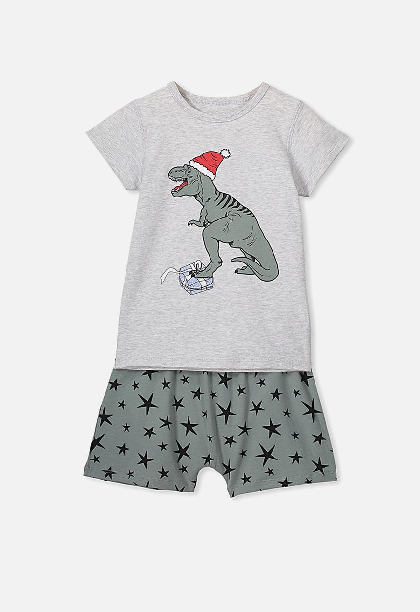 Cotton On - Short sleeve pj set - grey & khaki 