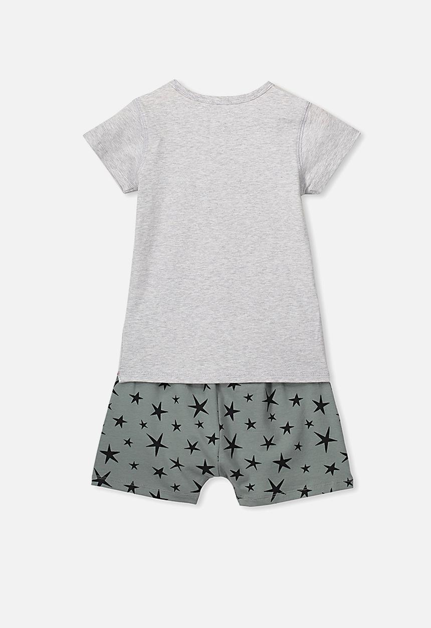 Cotton On - Short sleeve pj set - grey & khaki 