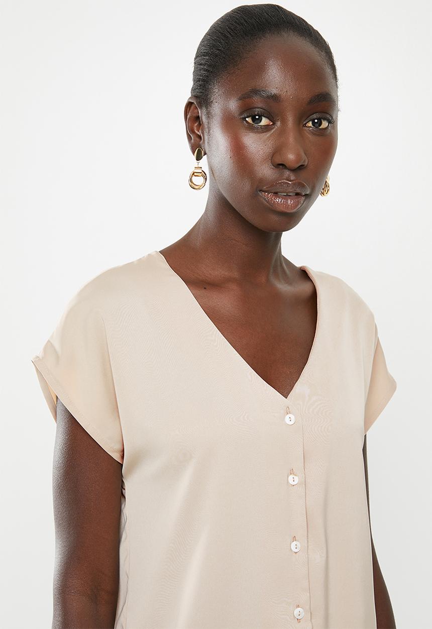 Superbalist - Flute sleeve button down blouse - beige