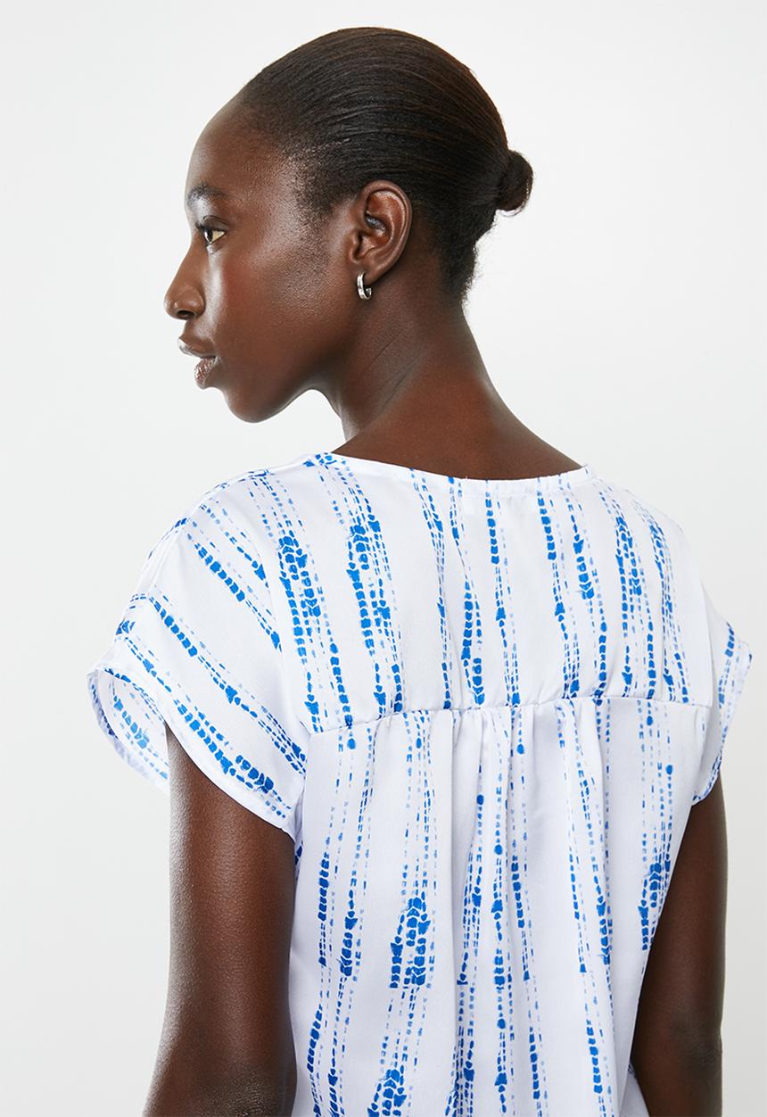 Superbalist - Flute sleeve button down blouse - white & blue 