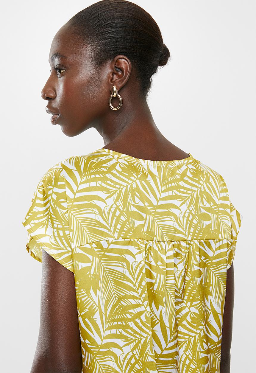 Superbalist - Flute sleeve button down blouse - yellow & white 