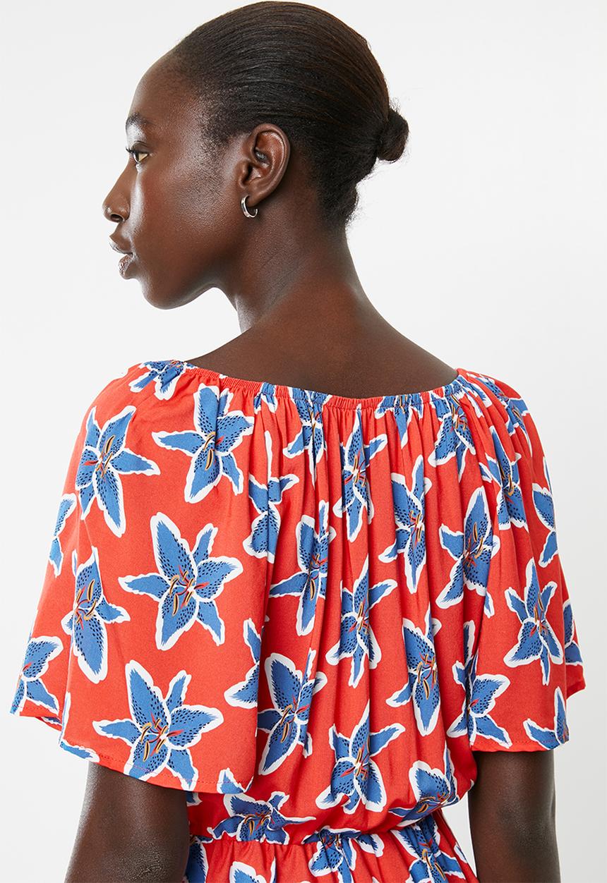 Superbalist - Printed wrap playsuit - red & blue 