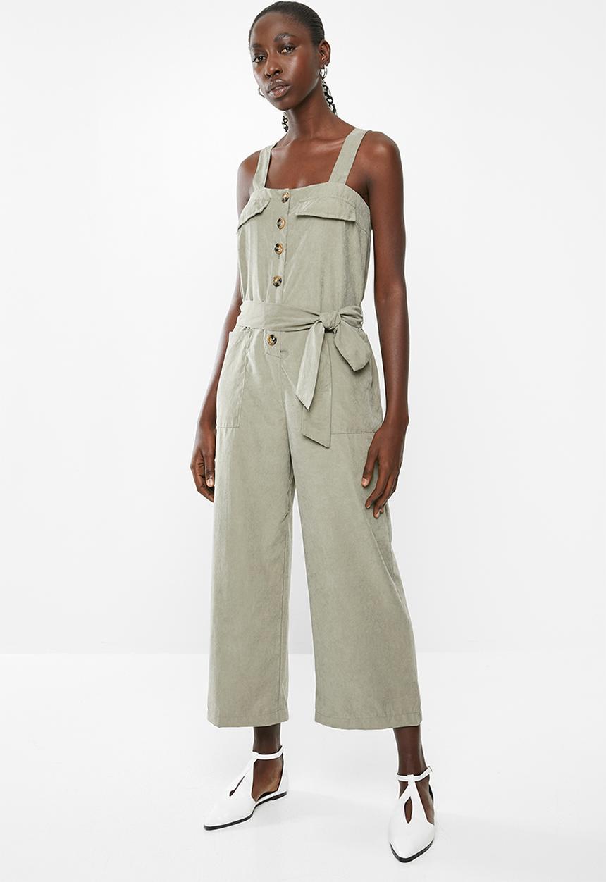 Superbalist - Button thru safari style jumpsuit - khaki