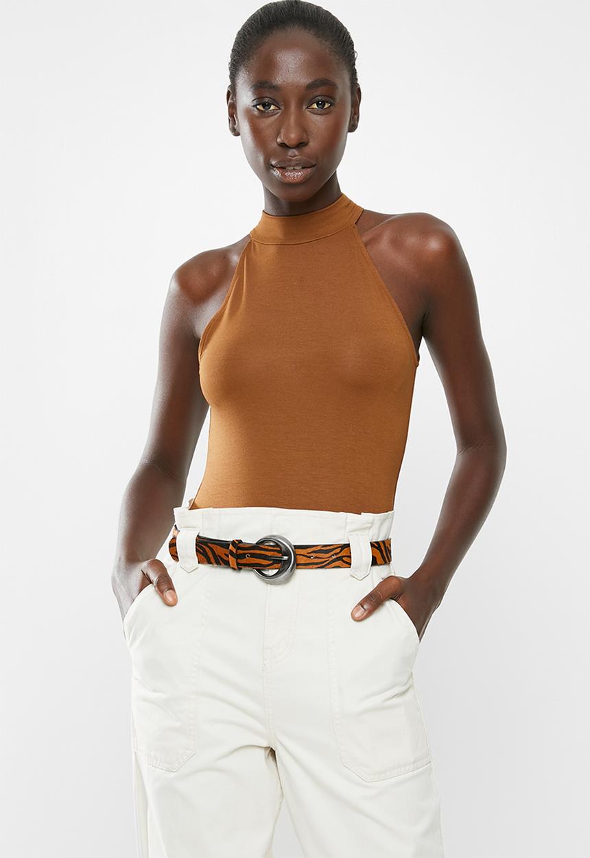 Superbalist - Viscose hi neck bodysuit - brown 