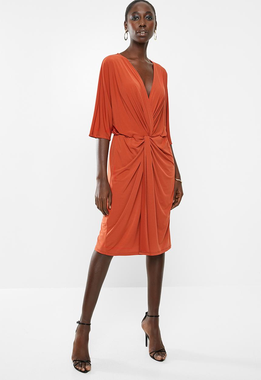 Superbalist - Kimono front knot dress - rust