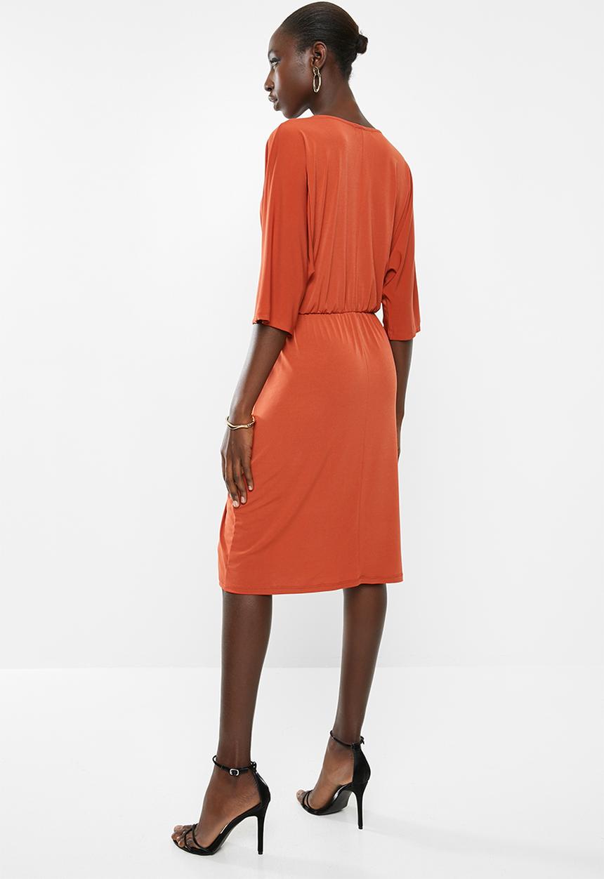 Superbalist - Kimono front knot dress - rust