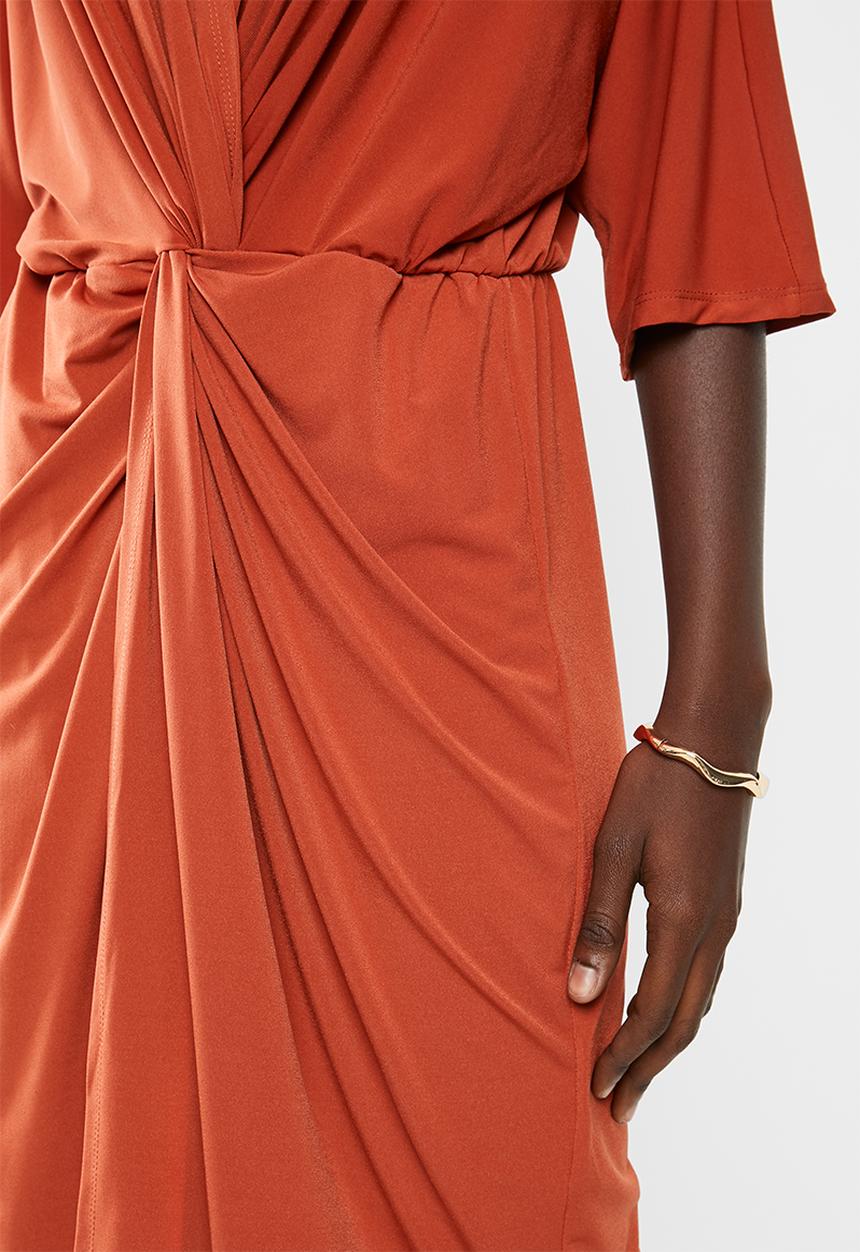 Superbalist - Kimono front knot dress - rust