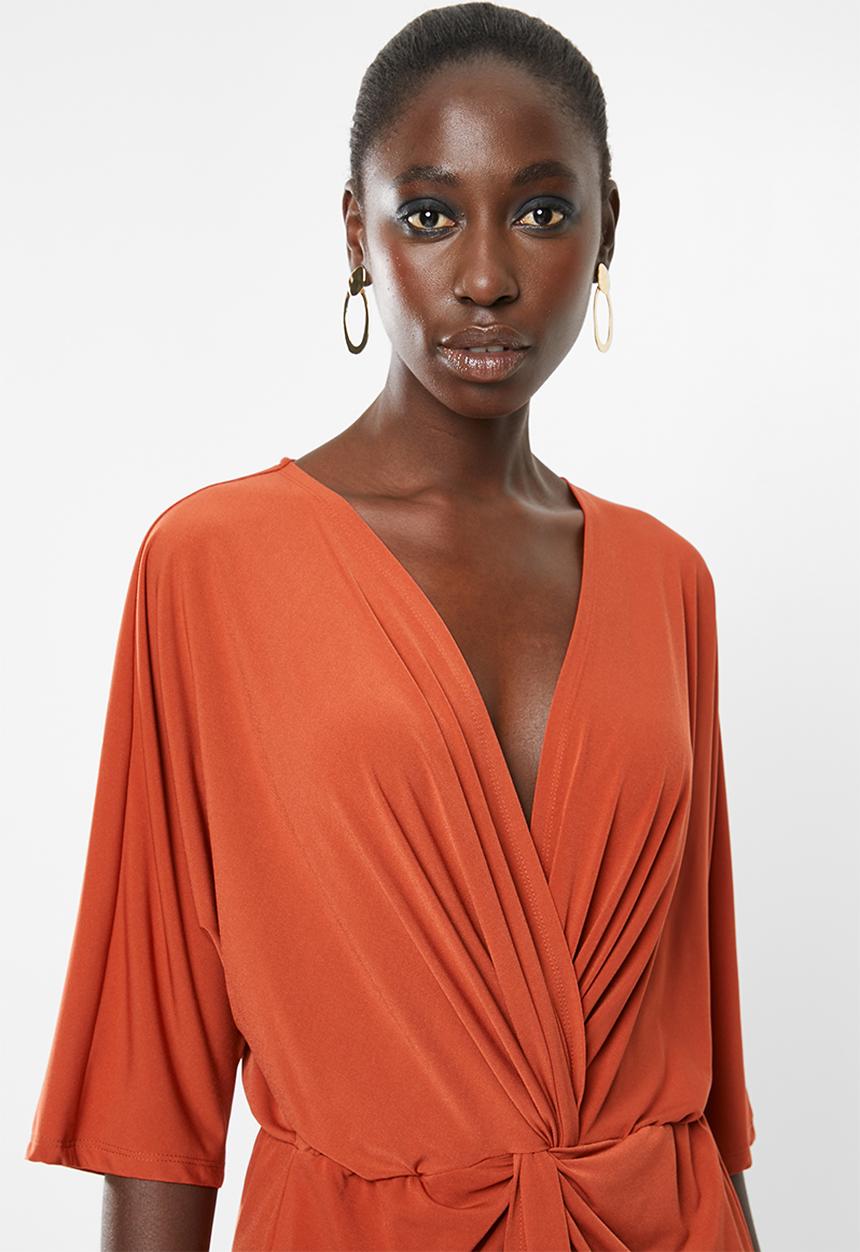 Superbalist - Kimono front knot dress - rust