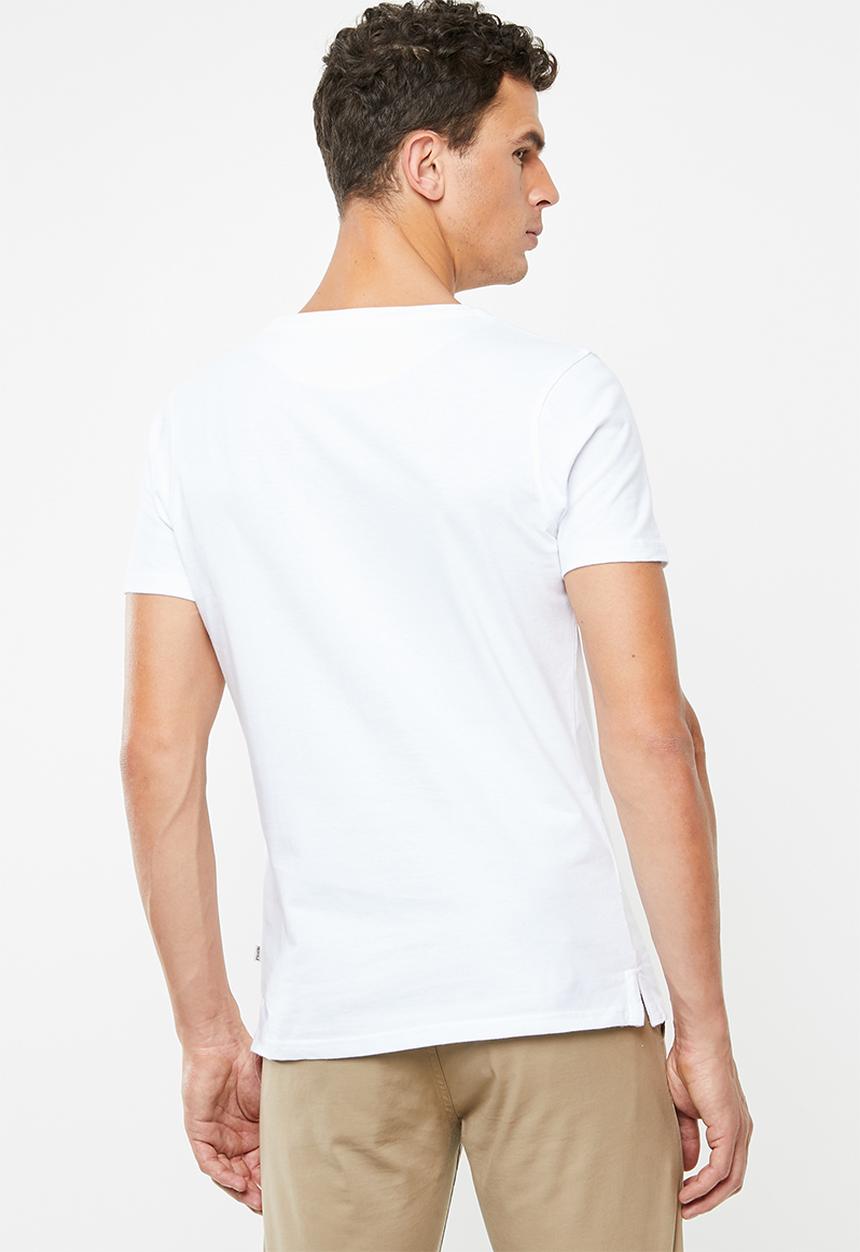 Pringle of Scotland - Begg tartan v-neck tee - white & navy 
