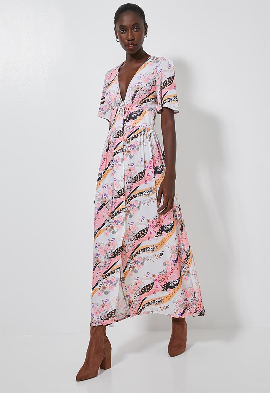 Superbalist - Button thru fit & flare dress - multi