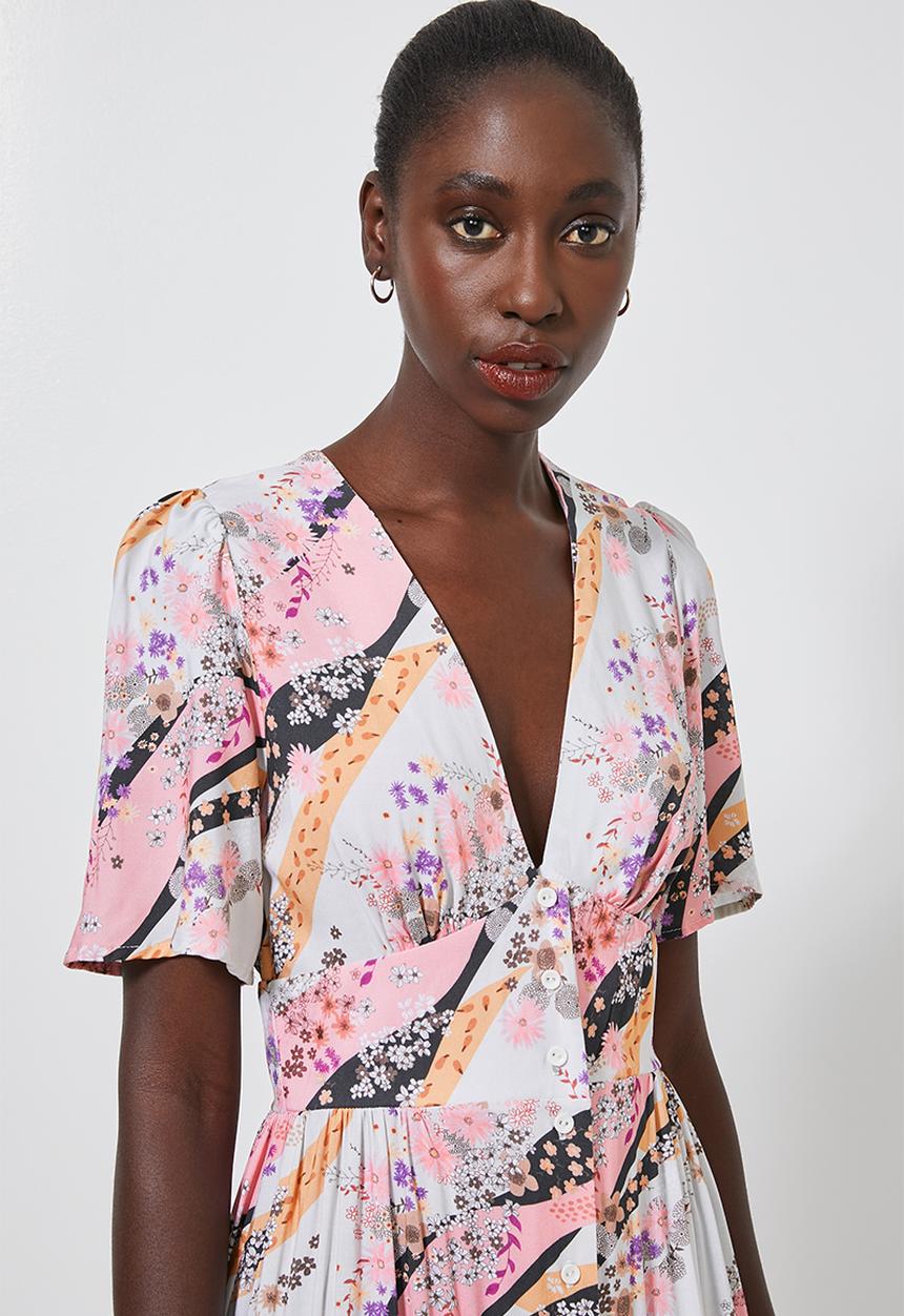 Superbalist - Button thru fit & flare dress - multi