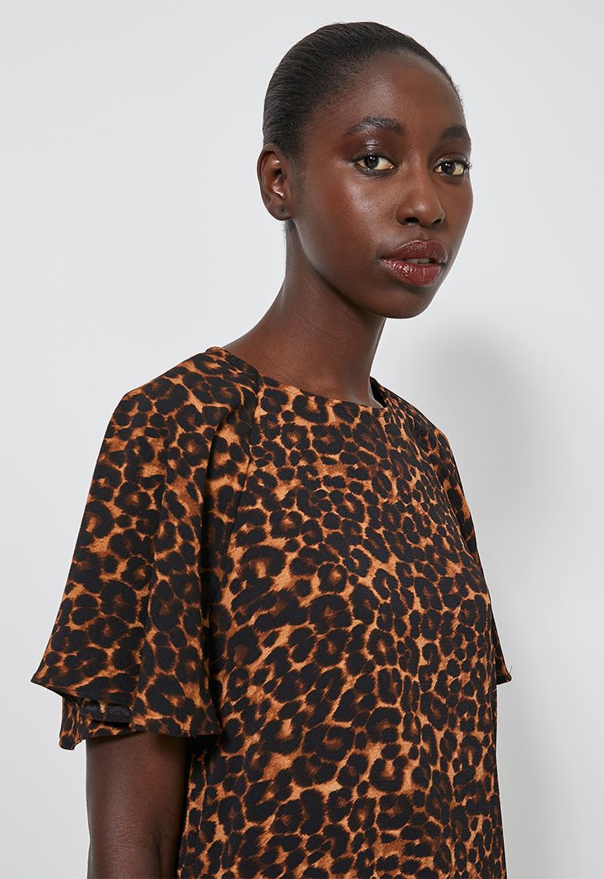 Superbalist - Frill sleeve tunic - brown & black 