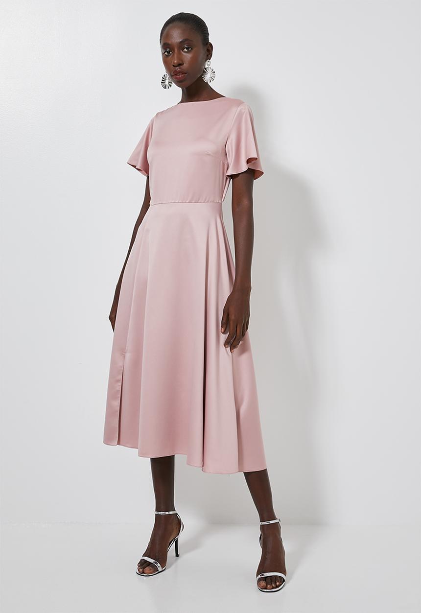 Superbalist - High neck fit & flare dress - pink
