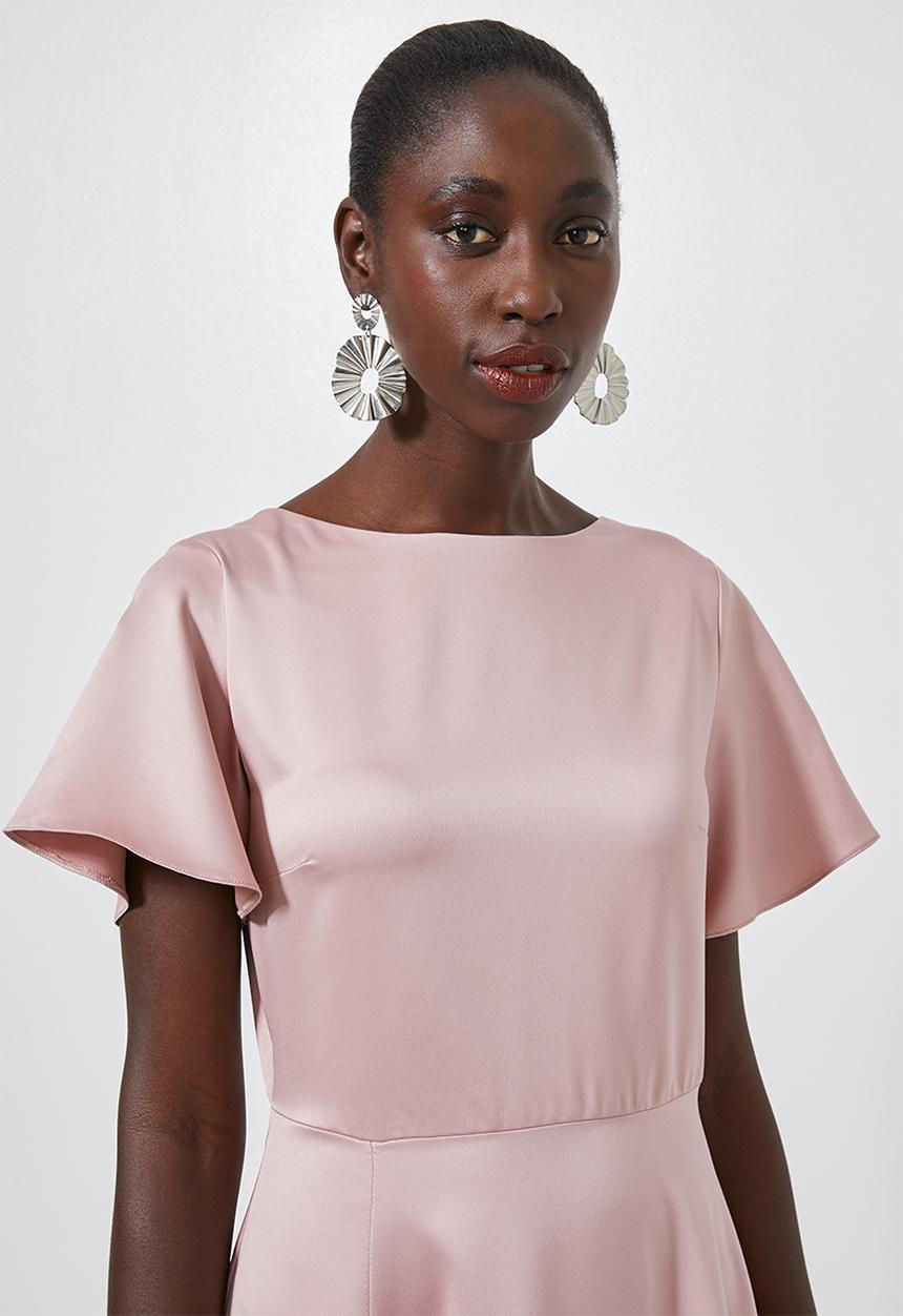 Superbalist - High neck fit & flare dress - pink