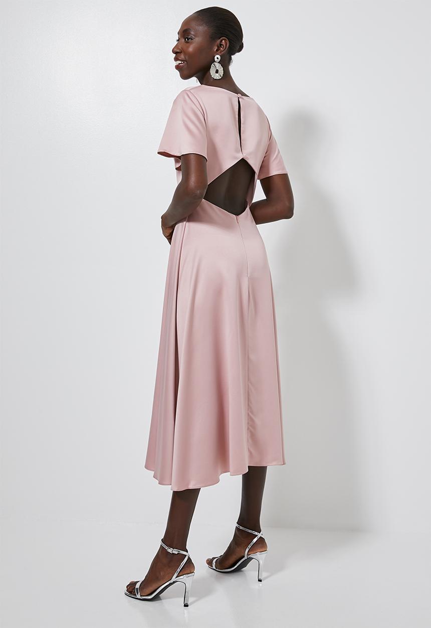 Superbalist - High neck fit & flare dress - pink