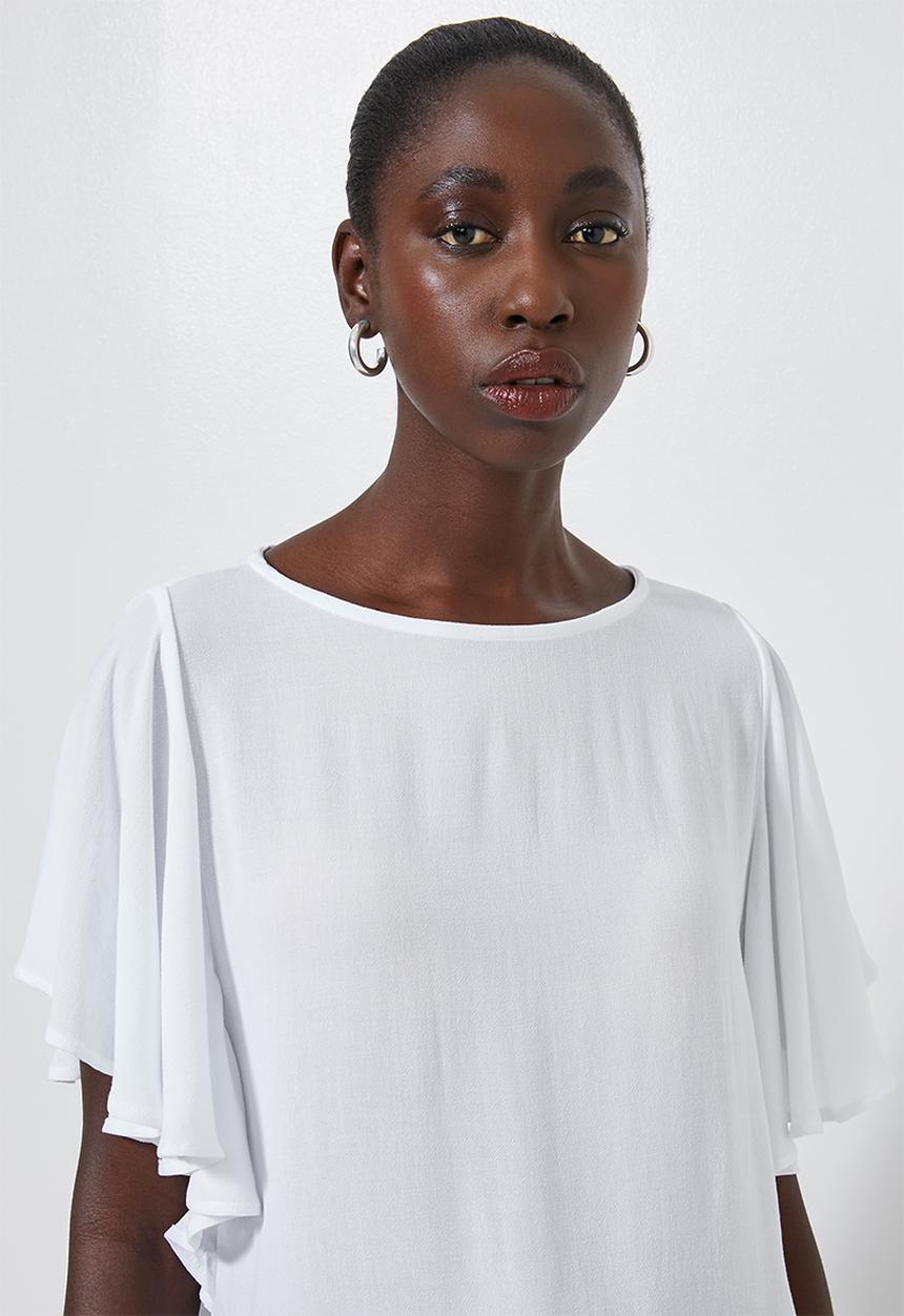 Superbalist - Flutter sleeve shell - white