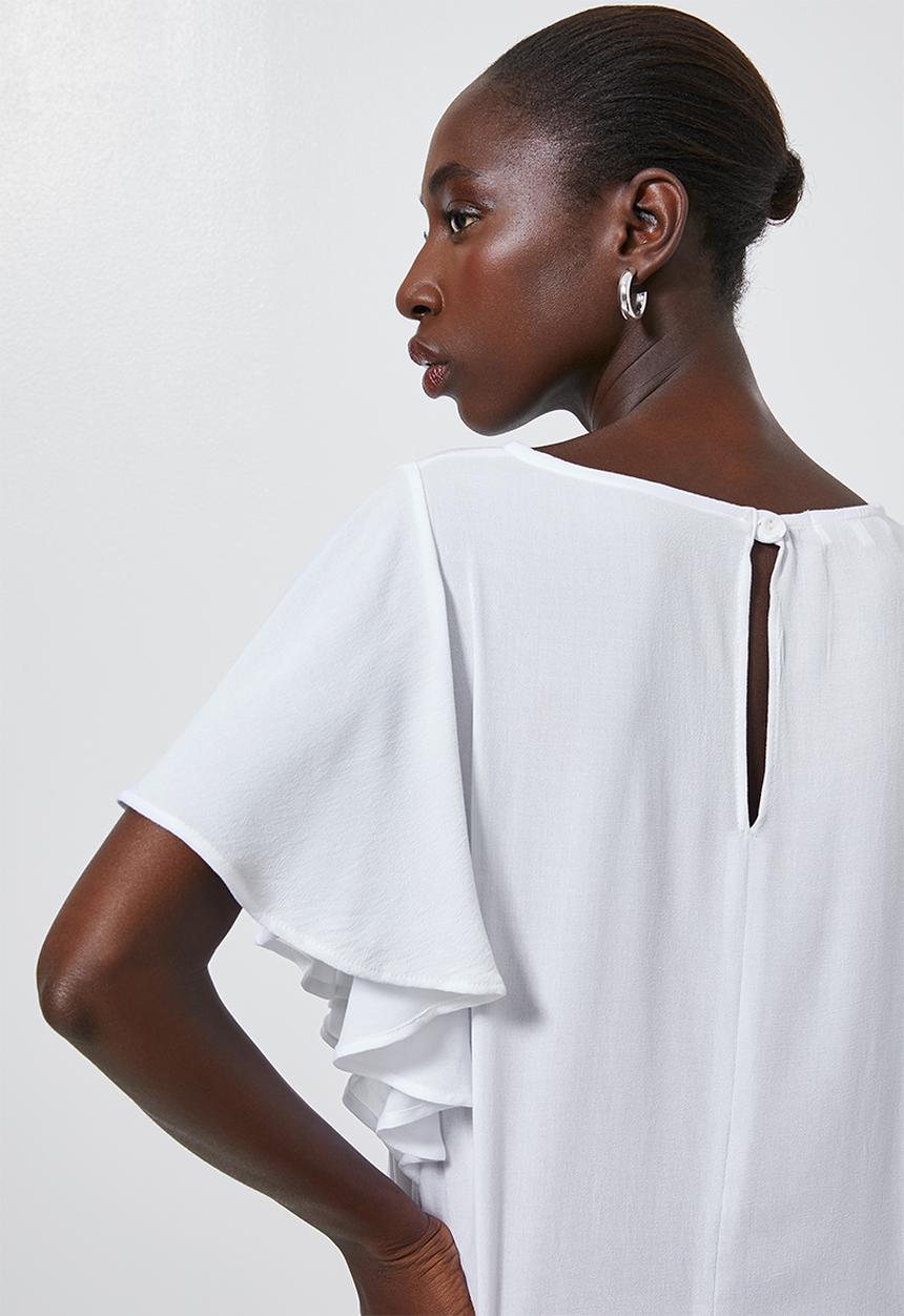 Superbalist - Flutter sleeve shell - white