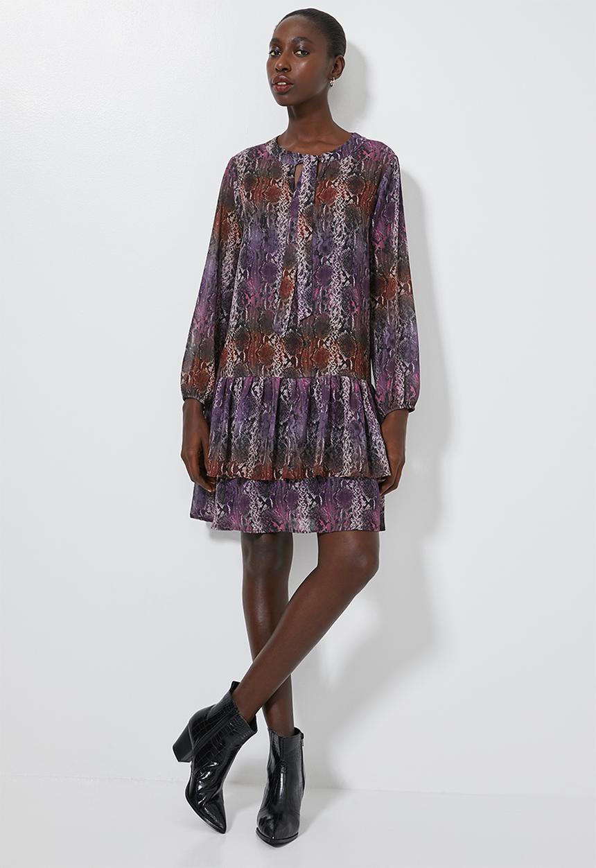 Superbalist - Dropped waist kitty bow dress - purple & brown