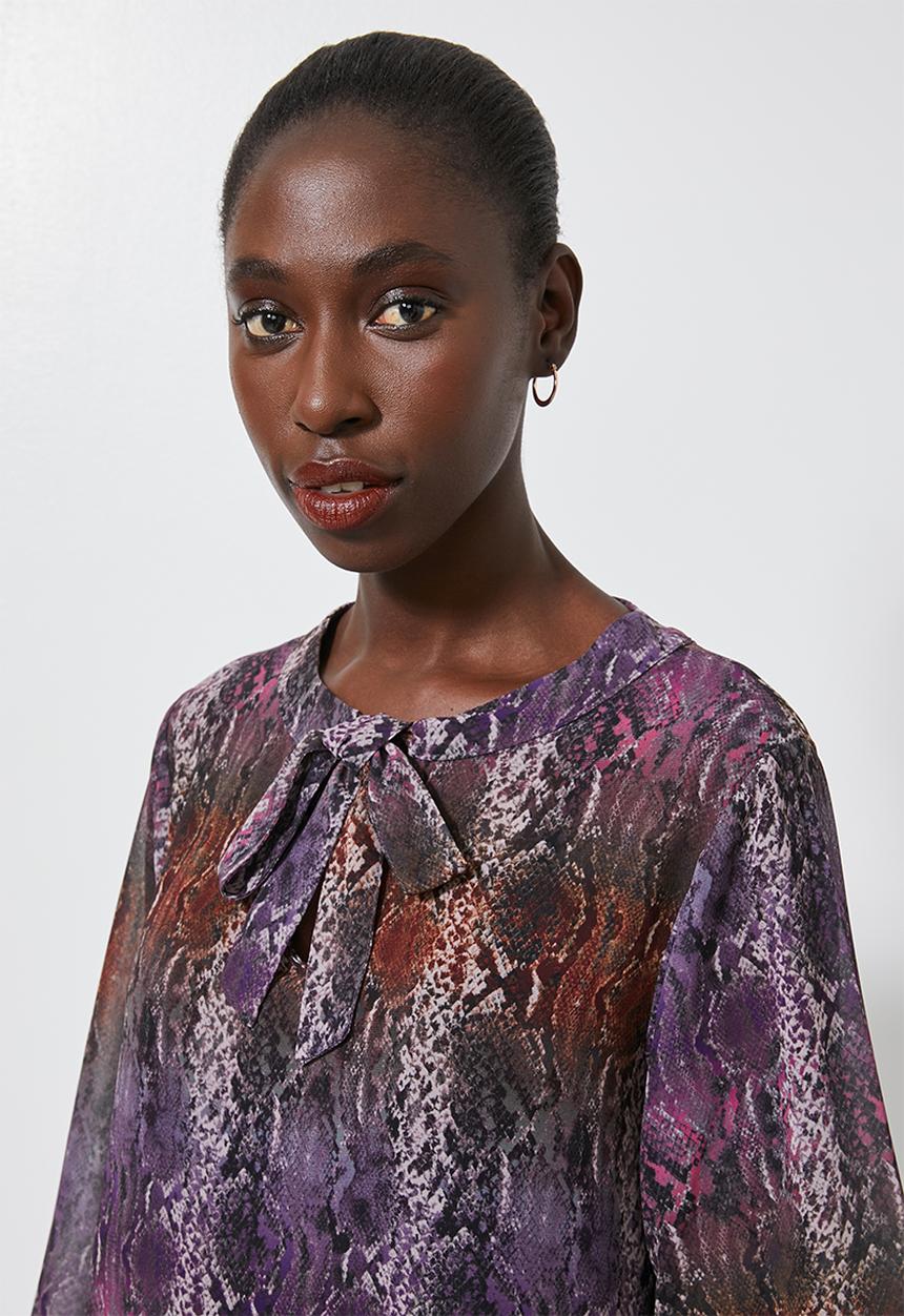 Superbalist - Dropped waist kitty bow dress - purple & brown