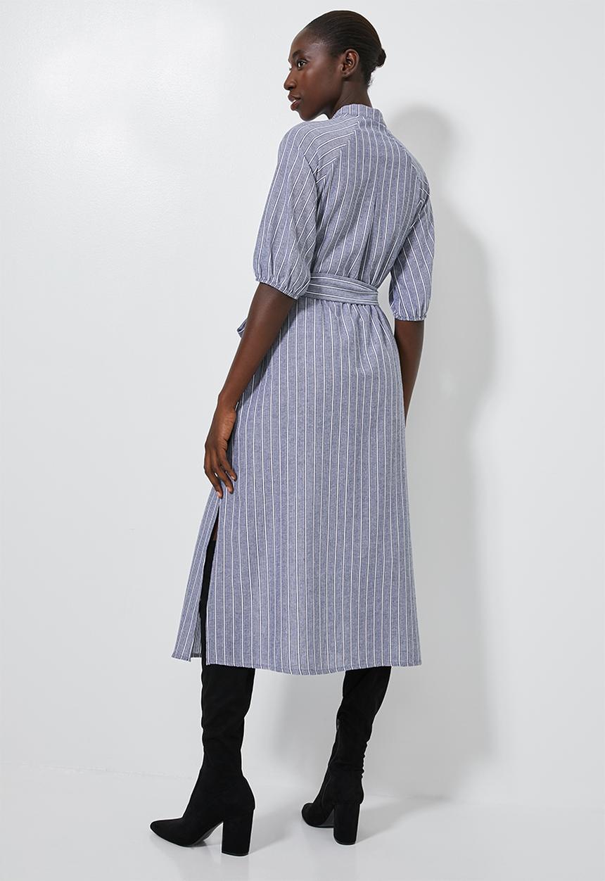 Superbalist - Blouson sleeve shirt dress - blue & white 