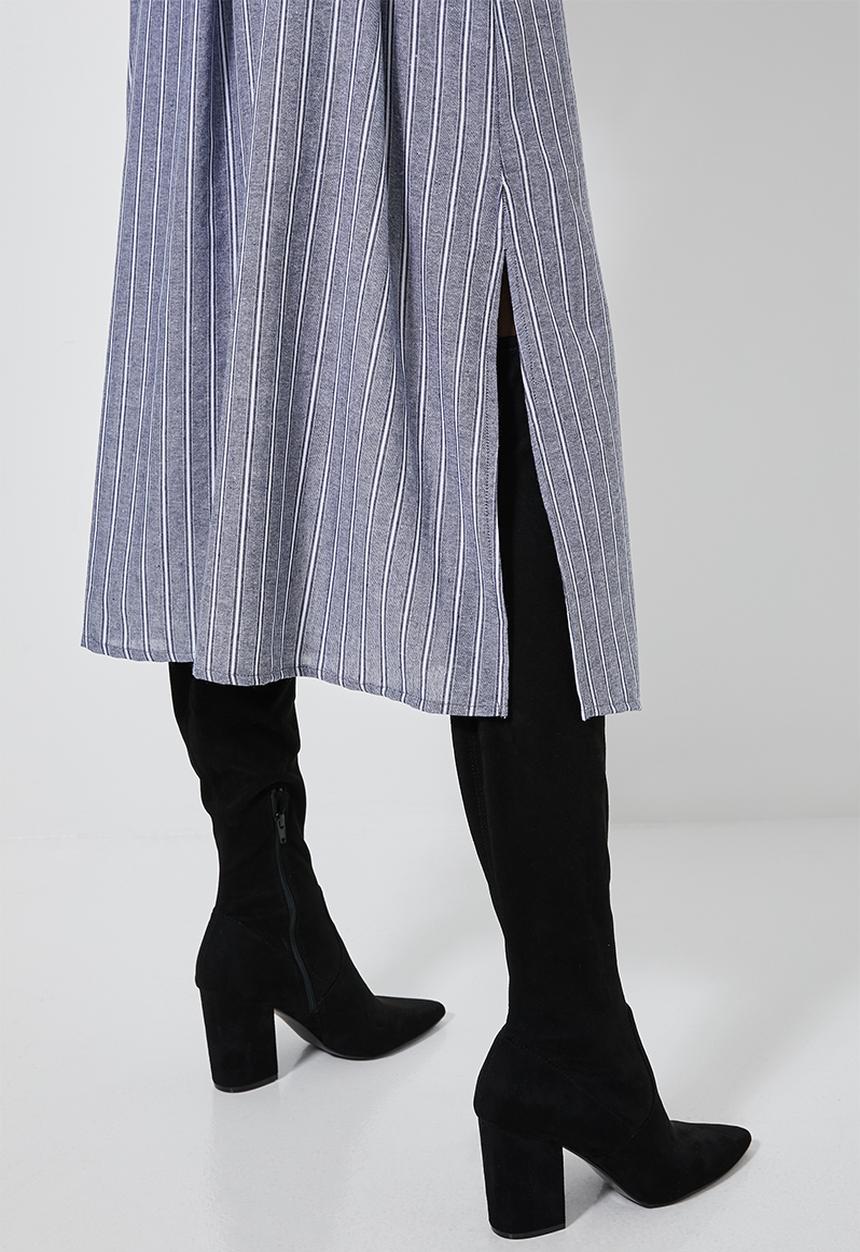 Superbalist - Blouson sleeve shirt dress - blue & white 