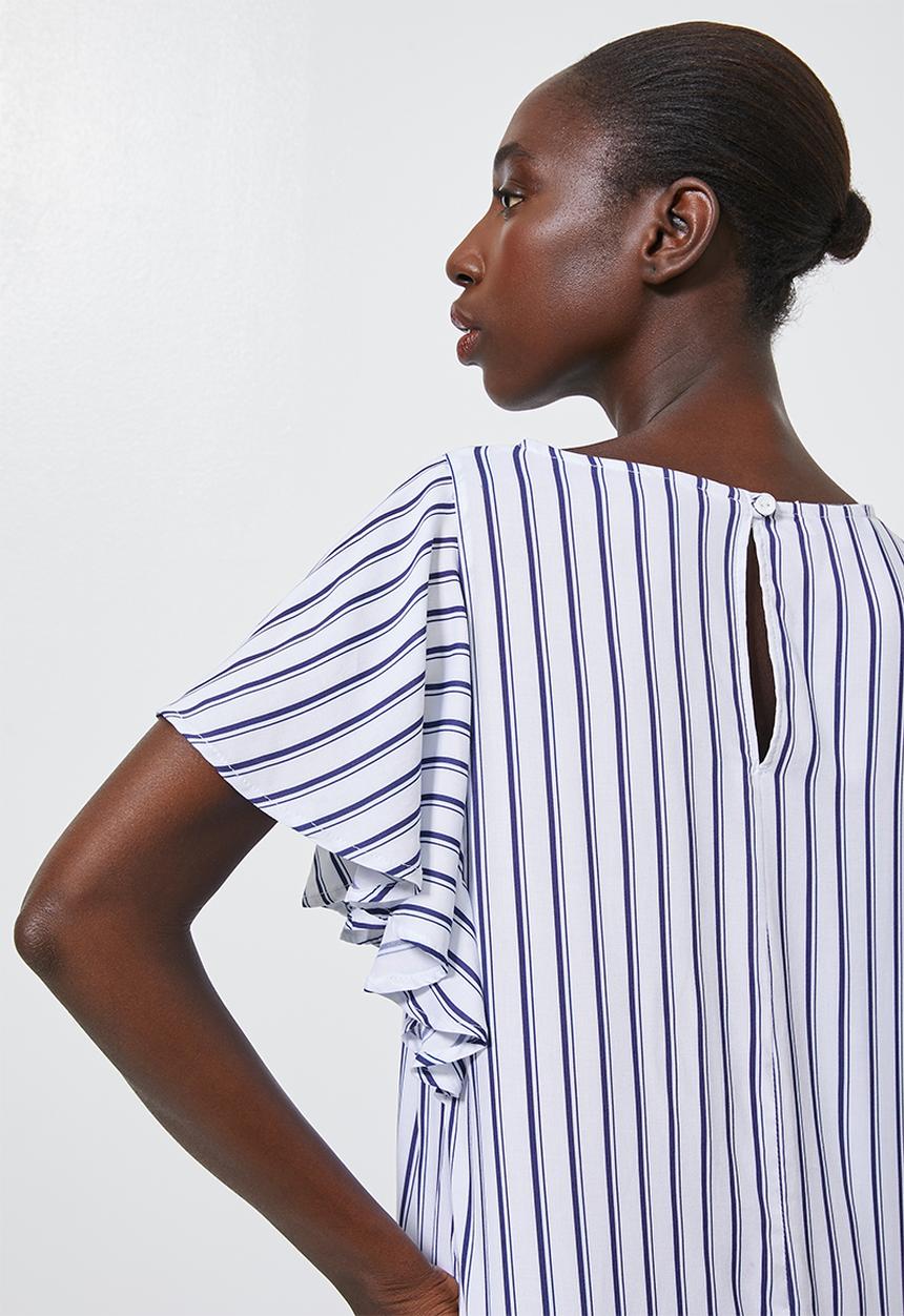 Superbalist - Flutter sleeve shell shirt - blue & white
