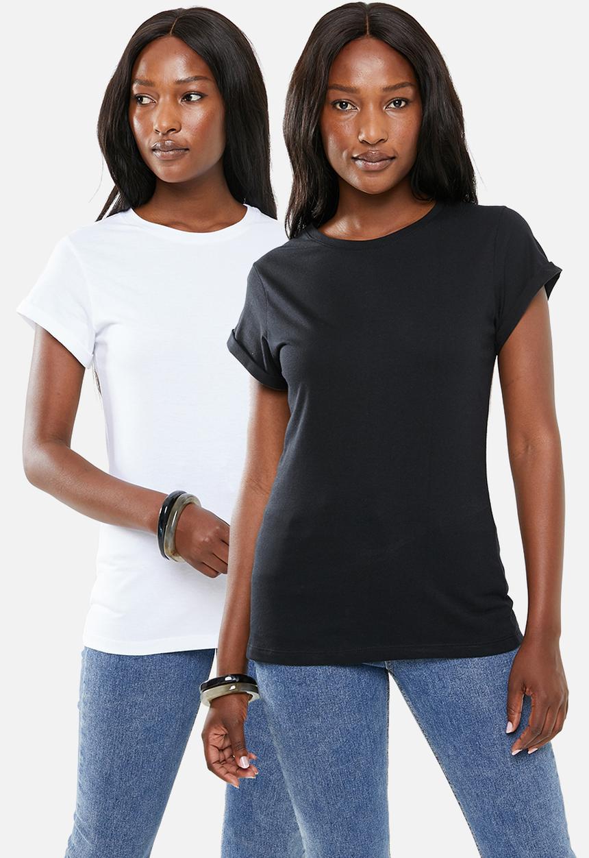 edit - 2 Pack round neck tees - black & white