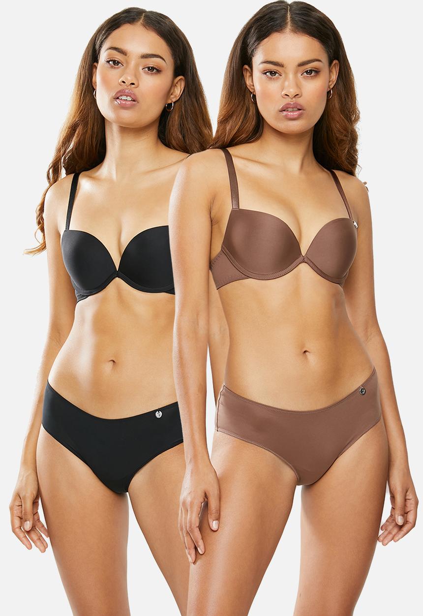 Wonderbra - 2 pack smooth panties  -  black & brown