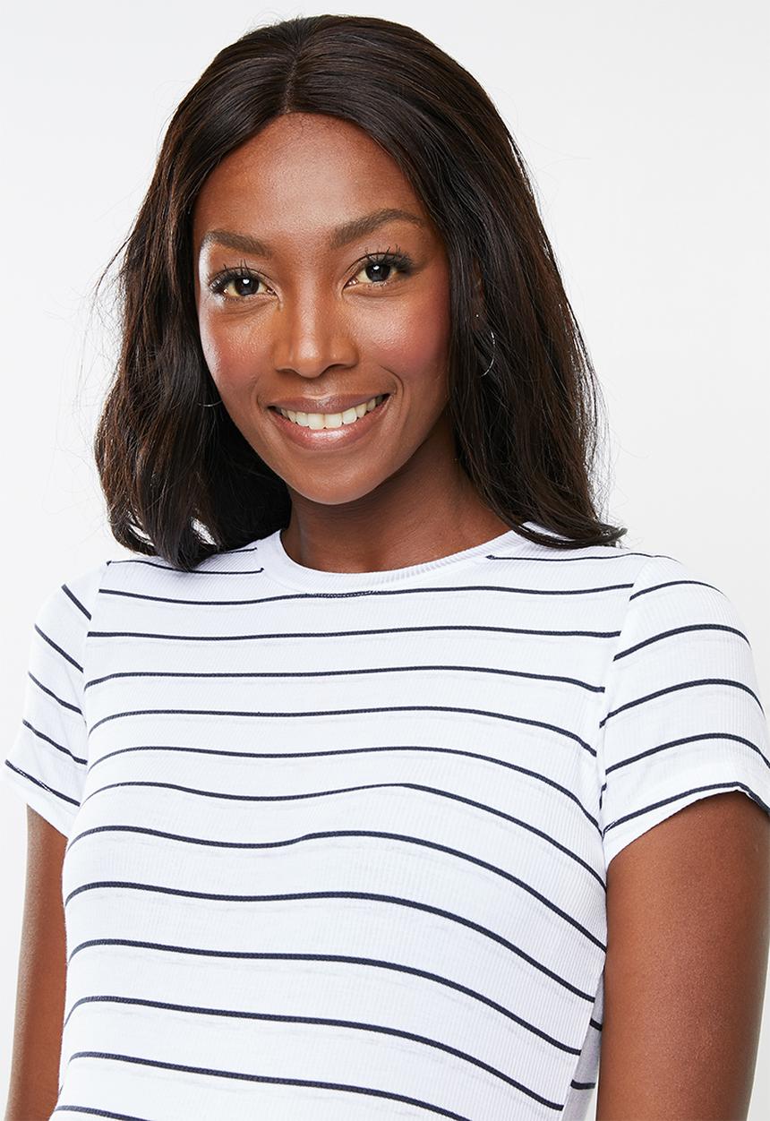 Cotton On - Maternity wrap front short sleeve top - black & white